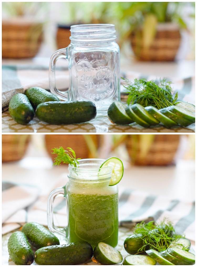 recette jus de concombre détox avcec pomme verte épinards et persil