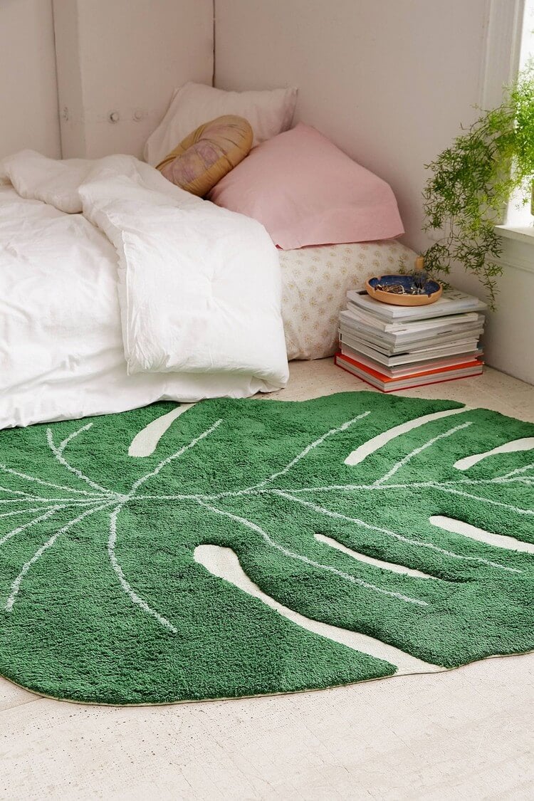 tapis original feuille de palmier déco tendance imprimé feuillage