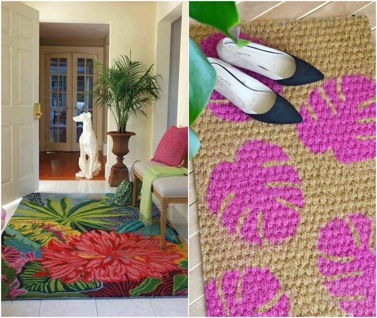 tapis à motifs tropicaux design intérieur tendance