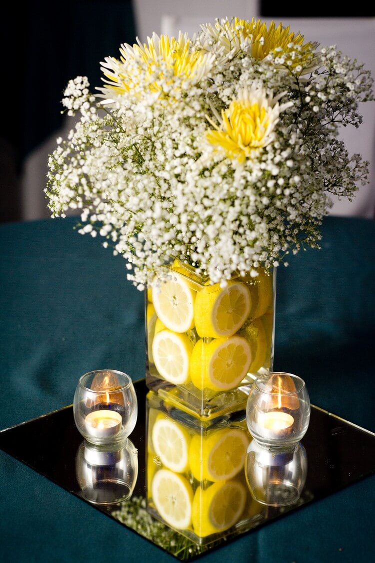 centre de table splendide à faire soi-meme rondelles de citrons fleurs