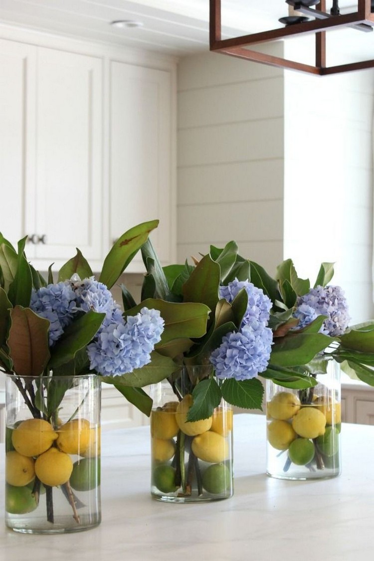 compositions florales avec des citrons déco maison