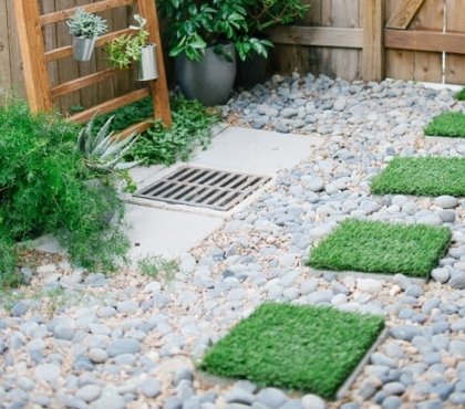 deco de jardin a faire soi meme pas japonais dalles beton gazon synthetique