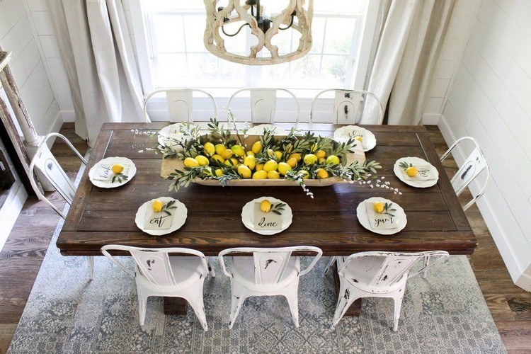 decoration de table facile et rapide avec citrons branches d'eucalyptus
