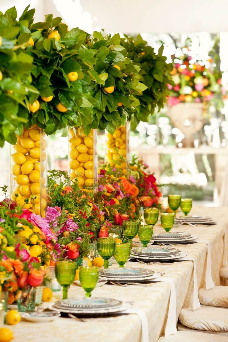 déco centre de table mariage citronniers en verre décoration captivante