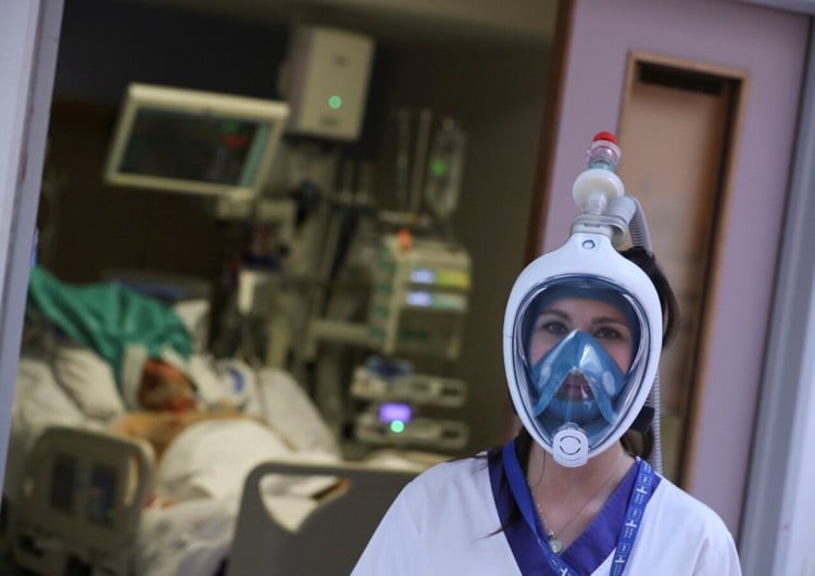 masque coronavirus avec filtre DIY masque de plongée intégral alternative protection respiratoire