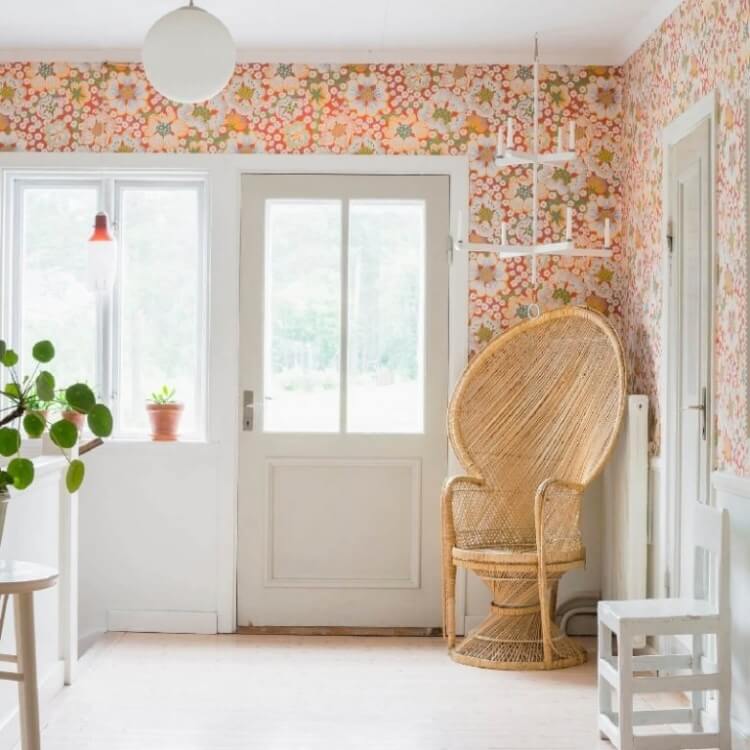 papier peint amovible couleurs vives salle de séjour