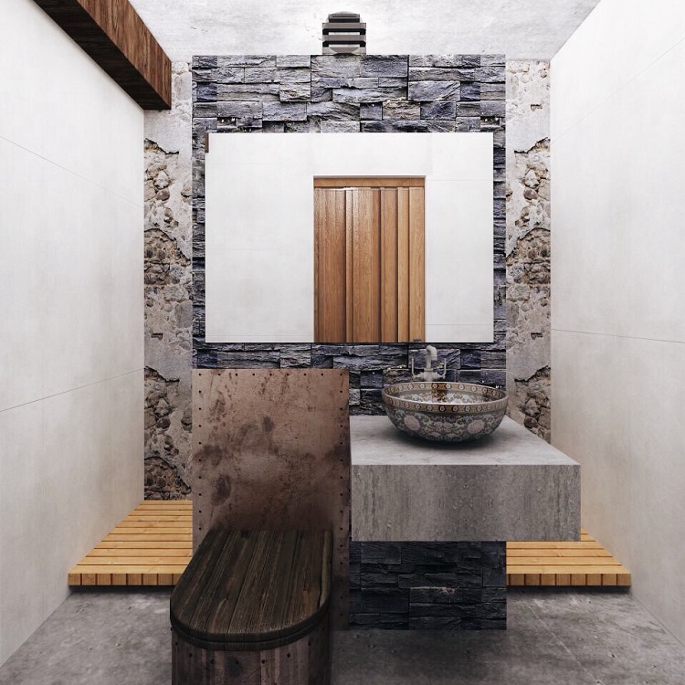 salle de bain vintage wall