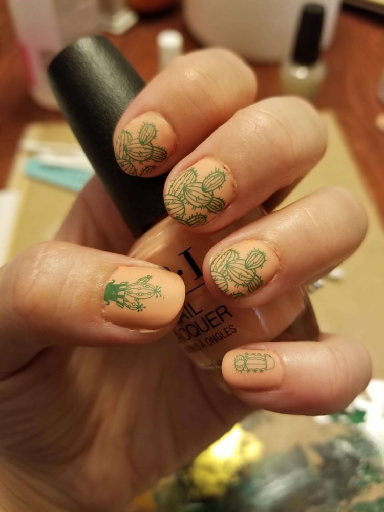 stickers nail art cactus ongles courts nude