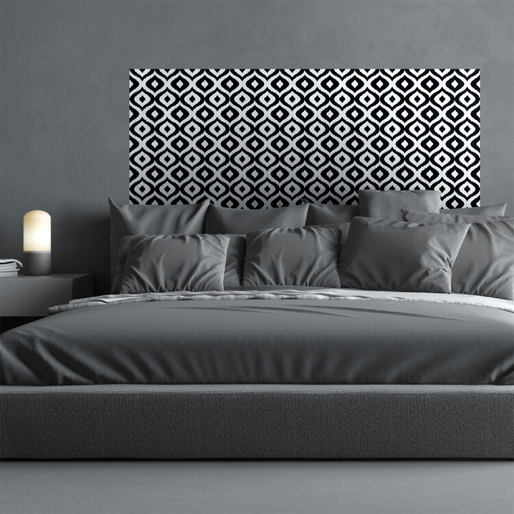 idée tête de lit en papier peint style scandinave éclairage couleur grise