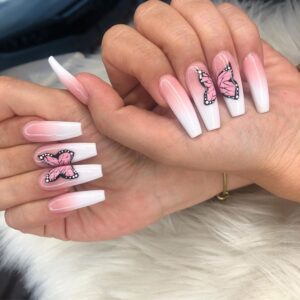 ombre nails butterflies ballerina