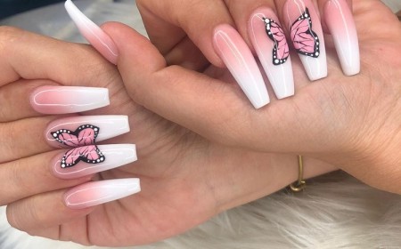ombre nails butterflies ballerina