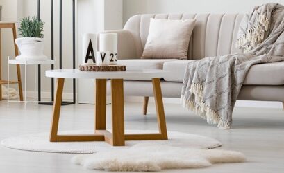 table basse pied bois DIY salon scandinave