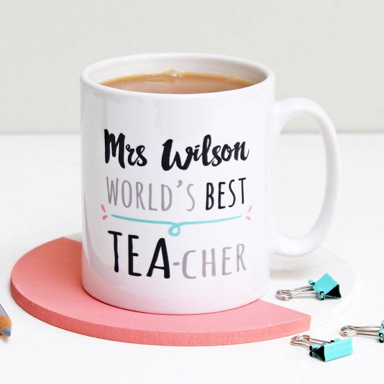 tea cup gift cadeau maîtresse école thé mug tasse verre message personnalisé