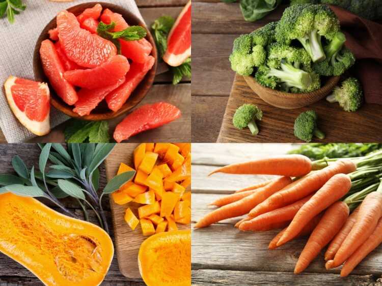 vitamine A teneur fruits légumes feuillus