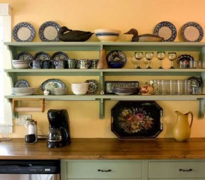 étagères de cuisine murales exposer jolie vaisselle