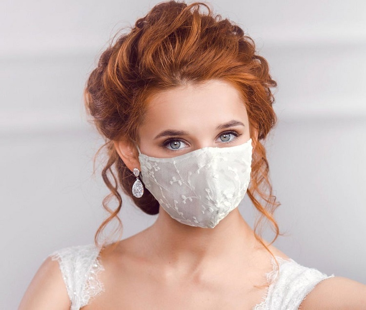 Masque anti-Covid pour la mariée dantelle