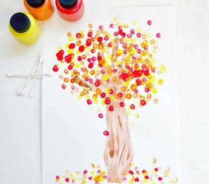 arbre automne maternelle projet diy peinture empreinte de main créativité