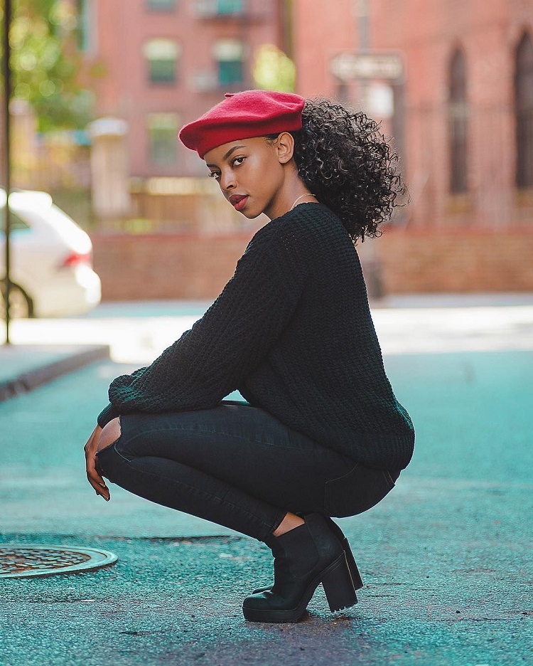 beret outfit black girl