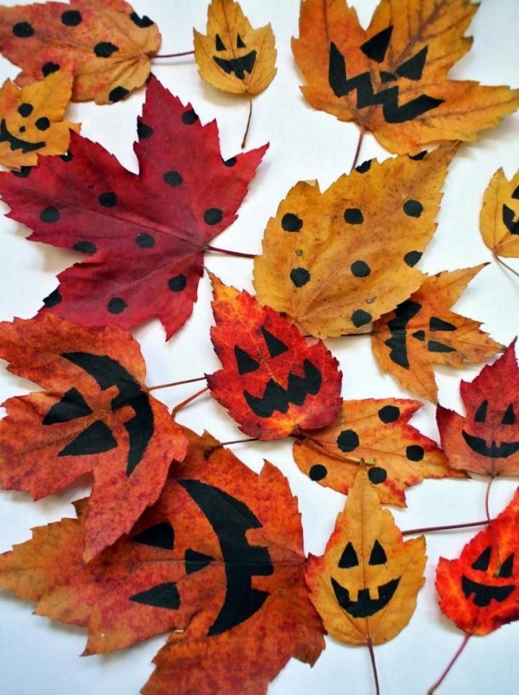 bricolage hallowen enfant feuilles fantômes faciles à réaliser déco diy halloween 2020