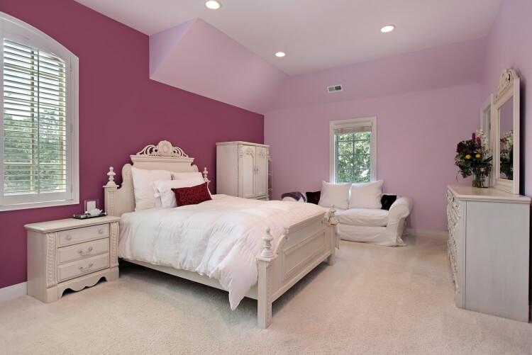 couleur peinture chambre à coucher nuances rose contrastantes