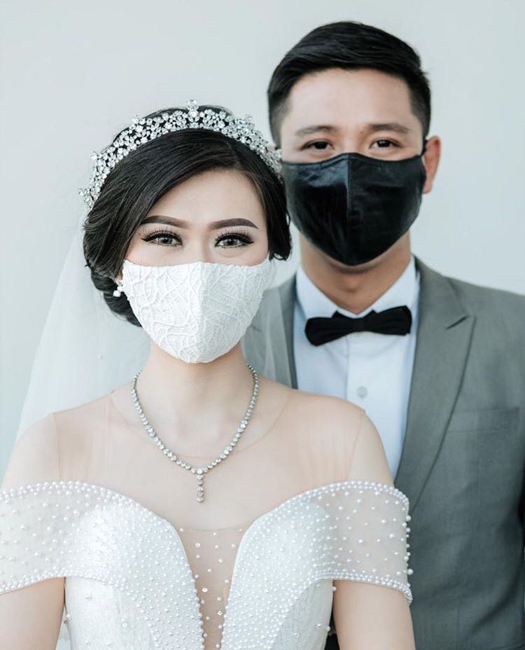 couple masks bridal mask tenue mariage covid