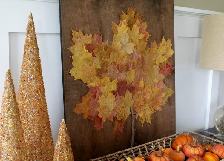 déco feuille d'automne diy decoration murale planche decor festif tutoriel facile