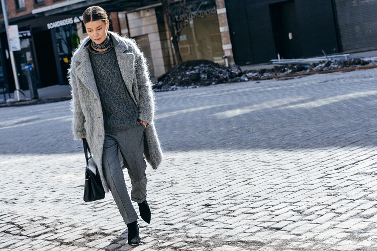 gris manteau stylée automne hiver