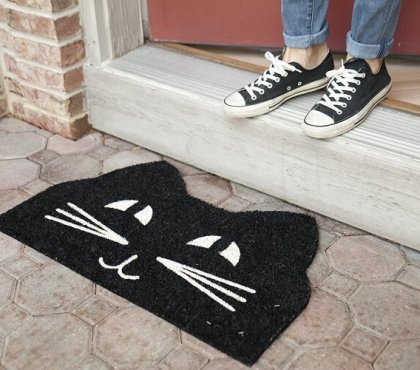 idée décoration halloween diy paillasson chat noir