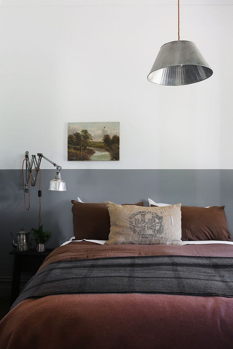 peindre tete de lit au mur chambre à coucher design contemporain