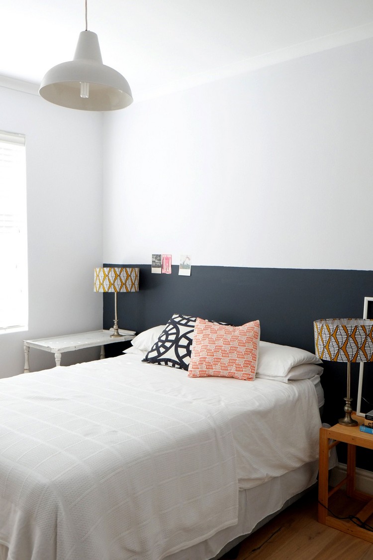 peindre une tete de lit au mur alternative moderne chambre à coucher tendance