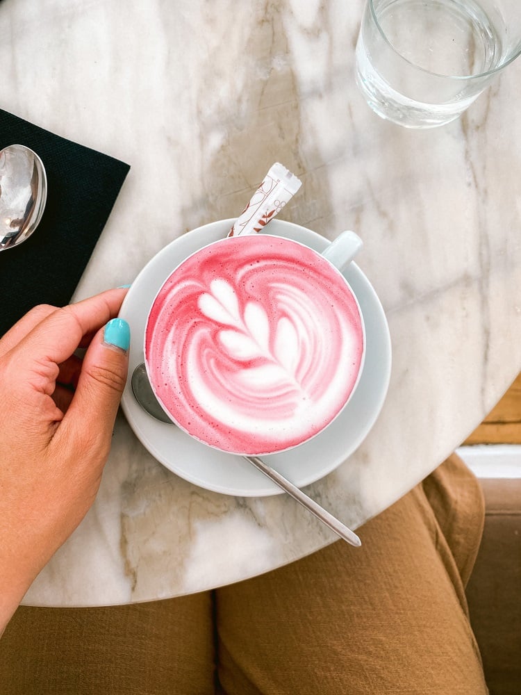 pink latte café rose hibiscus