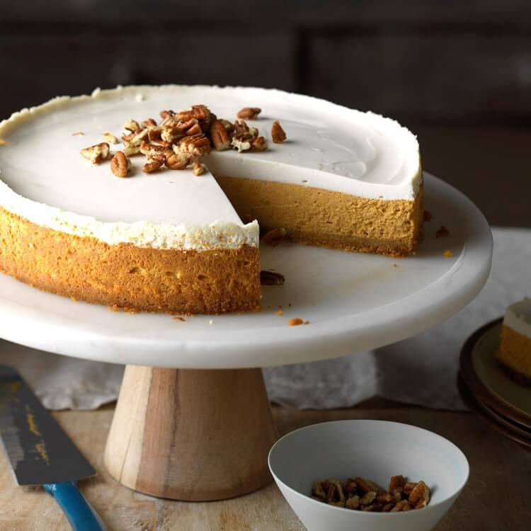 recette automne facile dessert cheesecake citrouille au glaçage blanc
