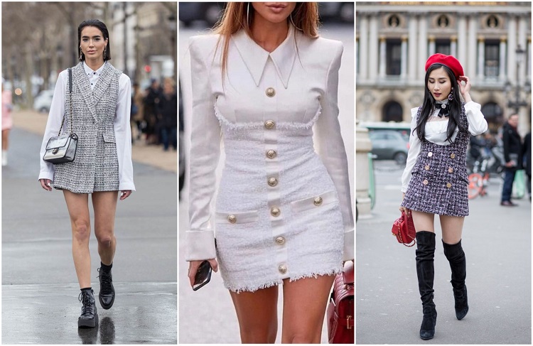 robe blazer en tweed tendances mode automne 2020 femme tenue bureau