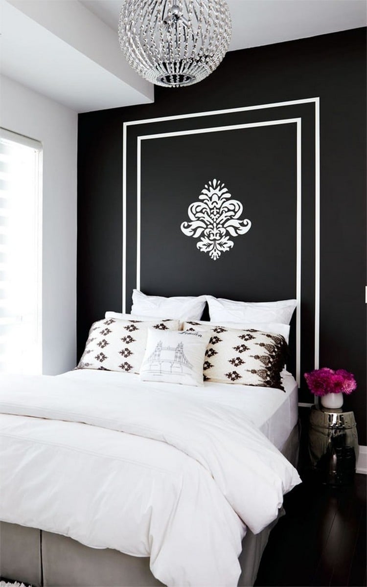 tete de lit originale blanc et noir chambre à coucher moderne design esthétique