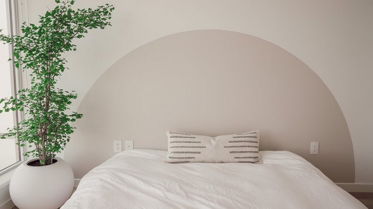 tete de lit peinture chambre à coucher alternative moderne nuances neutres