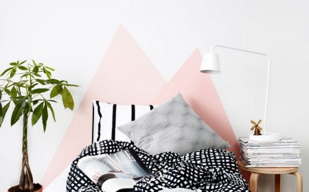 tete de lit peinture triangle deco dynamique style scandinave plante d'intérieur
