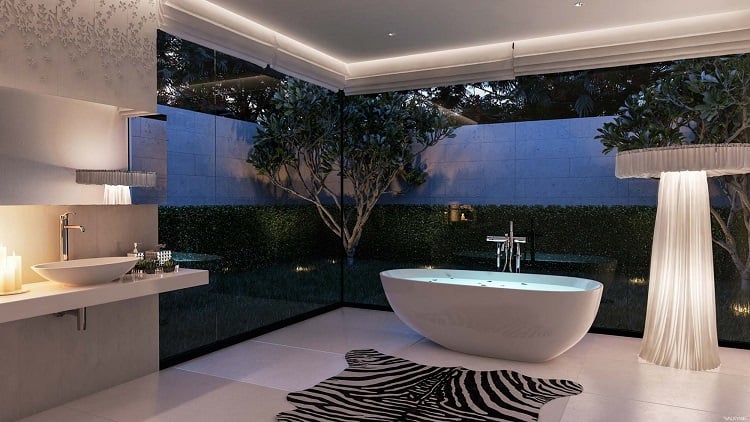 bain luxe moderne contemporain design faux fur