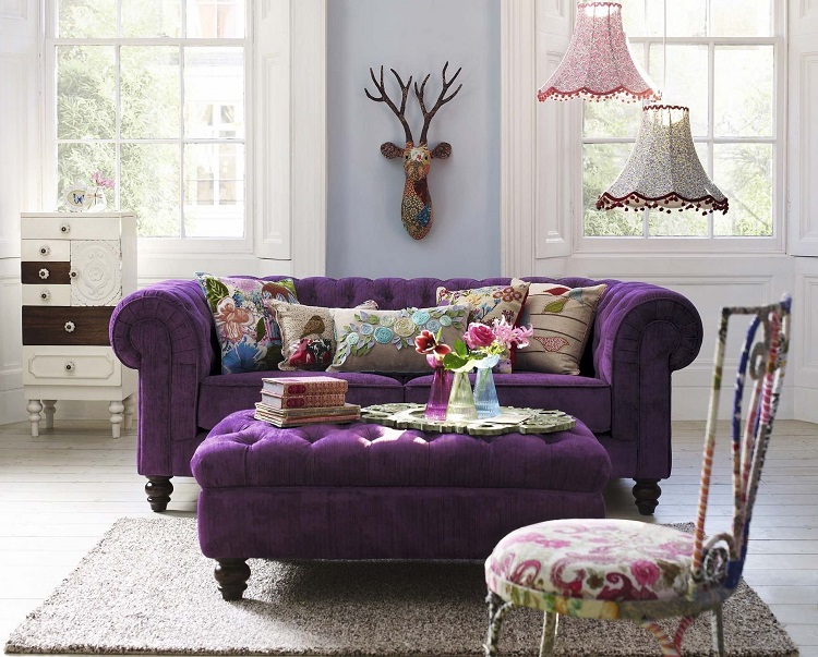 canapé violet lilla couleur pop et vive