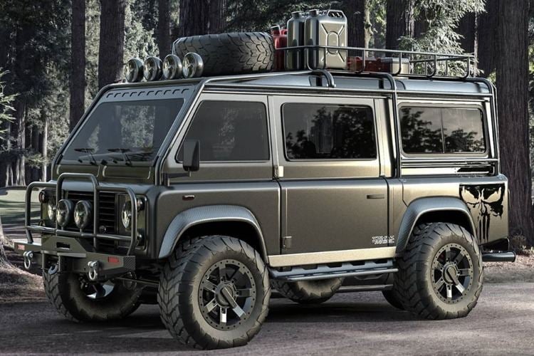 concept Land Rover Defender Van châssis 110 allongé élargisseurs ailes cage de protection externe