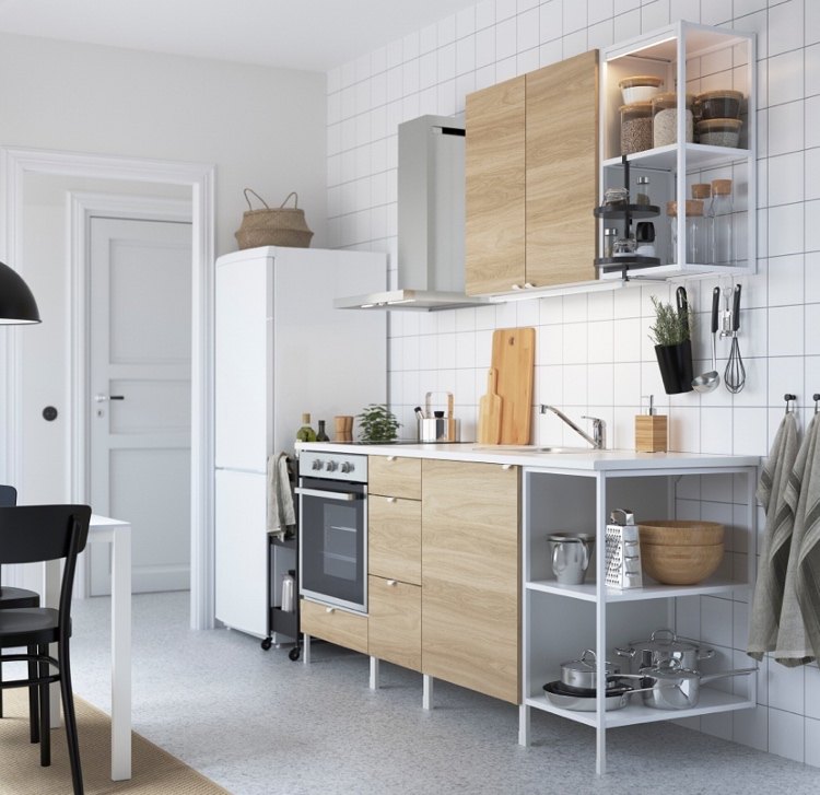 cuisine modulaire Enhet IKEA 2021 armoires en bois étagères ouvertes