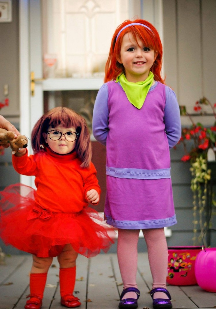 deguisement enfants Halloween idée pour soeurs Velma Daphné Scooby-Doo
