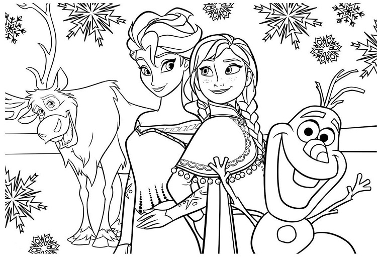 dessin de noel avec Elsa Anna et Olaf
