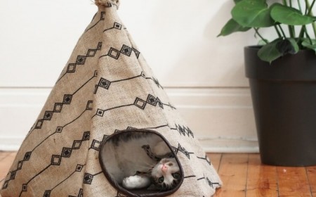fabriquer tipi pour chat en bois textile
