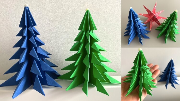 guirlande noel origami pliage facile papier sapin
