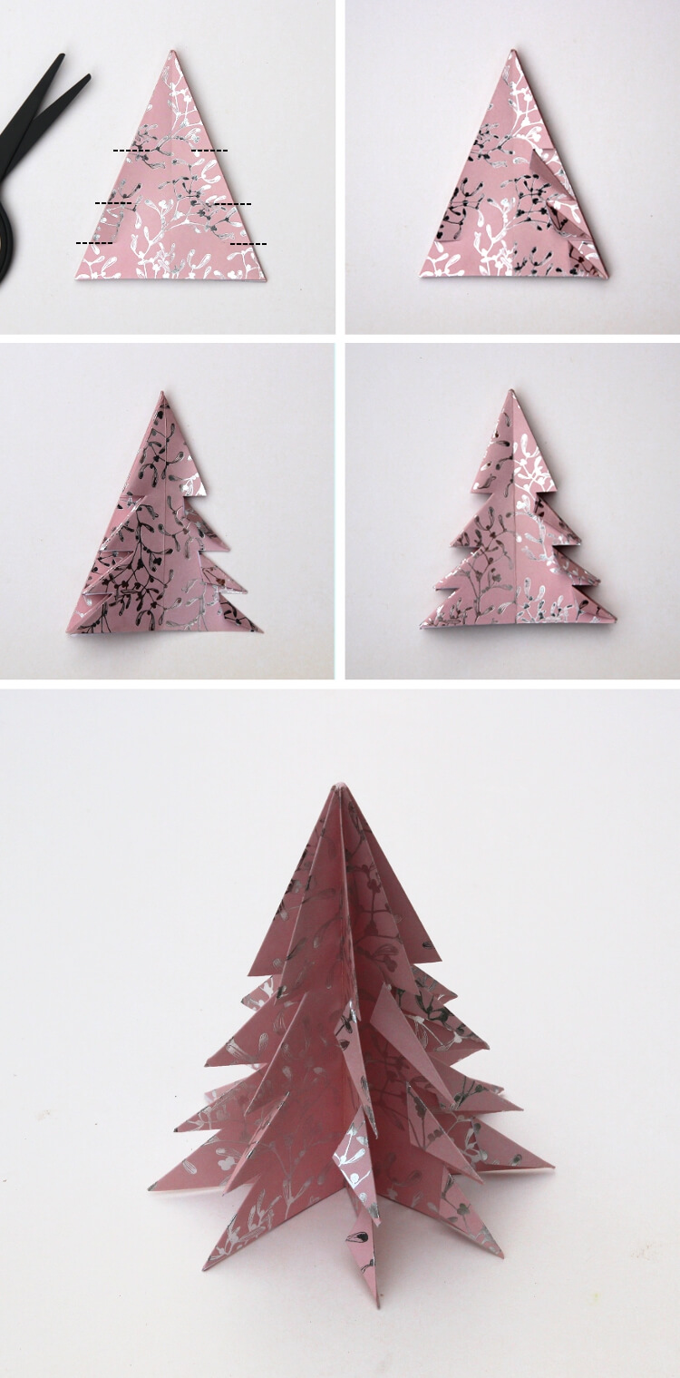 guirlande noel origami pliage papier sapin facile