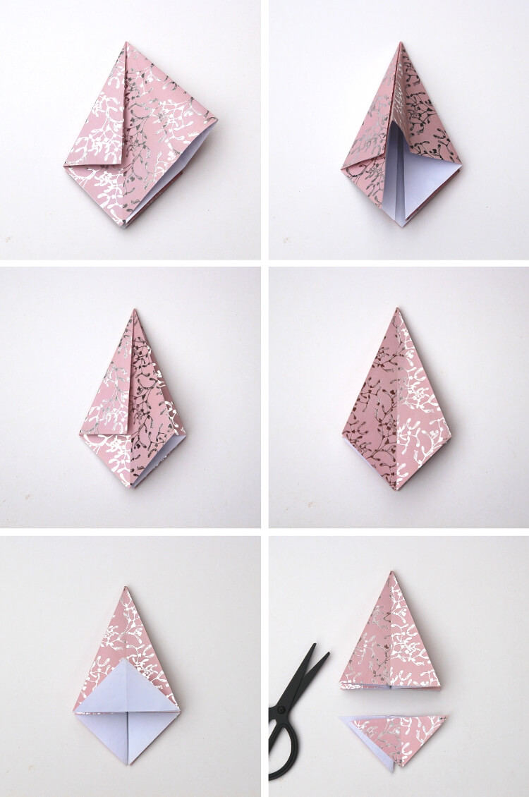 guirlande noel origami étape pliage sapin