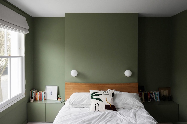 mur peint olive vert déco chambre