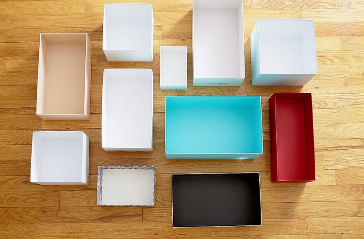 boites tailles différentes organiser les tiroirs placards cuisine