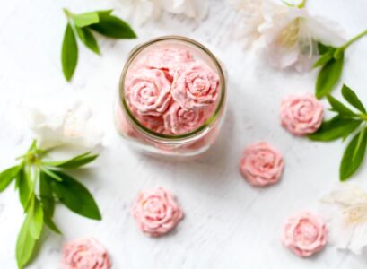 bombes de douche maison en forme de roses