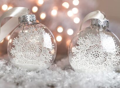 boule de Noel transparente flocon de neige papier fausse neige
